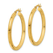Sterling Silver Gold Flash Plated 3x35mm Grooved Hoop Earrings