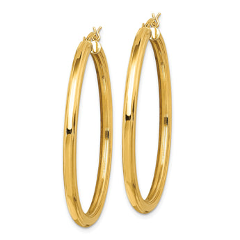 Sterling Silver Gold Flash Plated 3x45mm Grooved Hoop Earrings