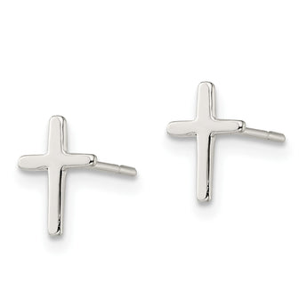 Sterling Silver Polished Latin Cross Post Earrings - Birthstone Company