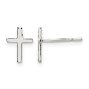 Sterling Silver Polished Latin Cross Post Earrings - Birthstone Company