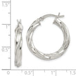 Sterling Silver Rhod-plated Patterned Twisted 4x25mm Hoop Earrings