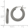 Sterling Silver Antiqued 3.25x20mm Twisted Hoop Earrings