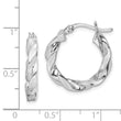 Sterling Silver Rhodium Plated Twisted 3.5x20mm Hoop Earrings