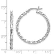 Sterling Silver Rhodium-plated Twisted 3x30mm Hoop Earrings