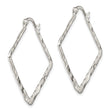 Sterling Silver Rhod-pltd Polished/Hammered Square Hoop Earrings