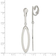 Sterling Silver Polished Non-Pierced Elongated Oval Dangle Earrings