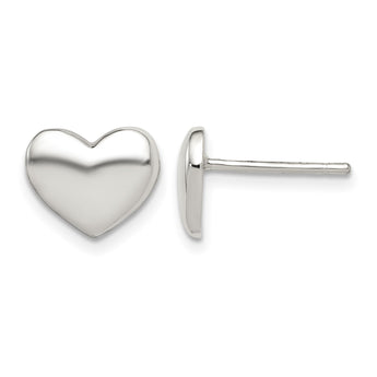 Sterling Silver Polished Heart Post Earrings - Birthstone Company
