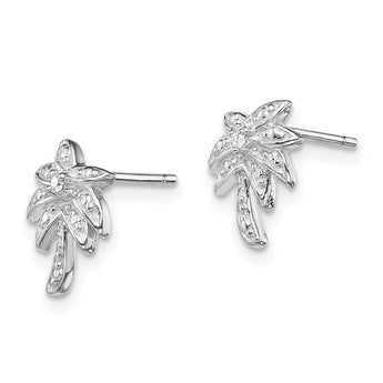 Sterling Silver Rhodium-plated CZ Palm Tree Post Earrings - Birthstone Company