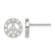 Sterling Silver Rhodium-plated Small CZ Peace Symbol Post Earrings - Birthstone Company