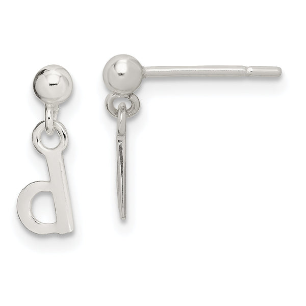 Sterling Silver Polished D Dangle Post Earrings