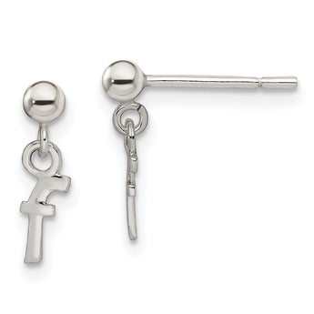Sterling Silver Polished F Dangle Post Earrings