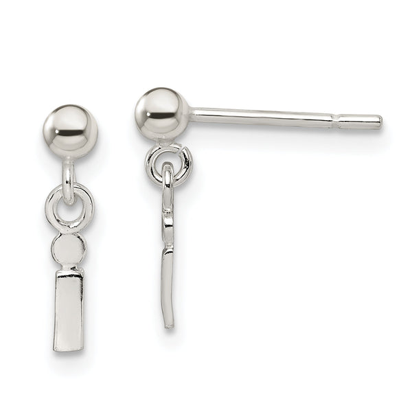 Sterling Silver Polished I Dangle Post Earrings