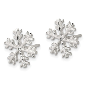 Sterling Silver CZ Polished Snowflake Post Earrings - Birthstone Company
