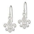 Sterling Silver Polished CZ Fleur de Lis Dangle Earrings - Birthstone Company