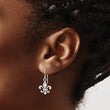 Sterling Silver Polished CZ Fleur de Lis Dangle Earrings - Birthstone Company