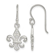 Sterling Silver Polished CZ Fleur de Lis Dangle Earrings - Birthstone Company