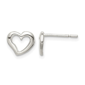 Sterling Silver Polished Heart Post Earrings - Birthstone Company