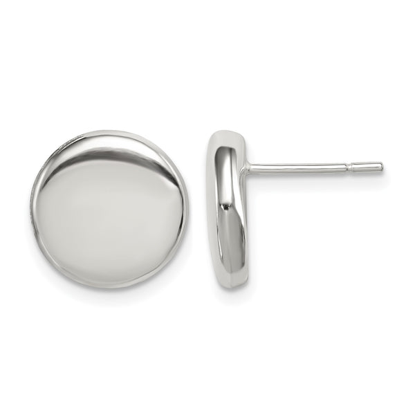 Sterling Silver Polished Button Post Earrings - Birthstone Company