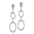 Sterling Silver Polished & Textured Circle & Oval Links Post Dangle Earring