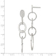 Sterling Silver Polished & Textured Circle & Oval Links Post Dangle Earring
