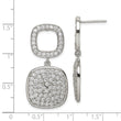 Sterling Silver CZ 2-Squares Post Dangle Earrings
