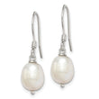 Sterling Silver Polished White 7-8mm Freshwater Cultured Pearl Dangle Earrings - Birthstone Company
