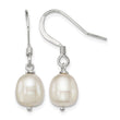 Sterling Silver Polished White 7-8mm Freshwater Cultured Pearl Dangle Earrings - Birthstone Company