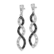 Sterling Silver Rhod-plated Black & White CZ Twist Post Dangle Earrings - Birthstone Company