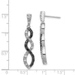 Sterling Silver Rhod-plated Black & White CZ Twist Post Dangle Earrings - Birthstone Company