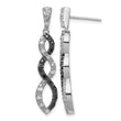 Sterling Silver Rhod-plated Black & White CZ Twist Post Dangle Earrings - Birthstone Company