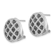 Sterling Silver Rhod-pltd Black/White CZ Criss Cross Omega Back Earrings - Birthstone Company