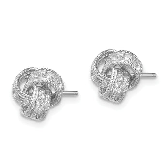 Sterling Silver Rhodium-plated CZ Love Knot Post Earrings - Birthstone Company