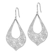 Sterling Silver Rhodium-plated Polished CZ Floral Teardrop Dangle Earrings - Birthstone Company
