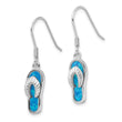 Sterling Silver Rhod-pltd Created Blue Inlay Opal Sandal Dangle Earrings - Birthstone Company