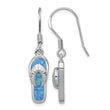 Sterling Silver Rhod-pltd Created Blue Inlay Opal Sandal Dangle Earrings - Birthstone Company