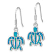 Sterling Silver Rhod-pltd Created Blue Opal Inlay Tortoise Dangle Earrings - Birthstone Company