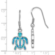 Sterling Silver Rhod-pltd Created Blue Opal Inlay Tortoise Dangle Earrings - Birthstone Company