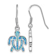 Sterling Silver Rhod-pltd Created Blue Opal Inlay Tortoise Dangle Earrings - Birthstone Company
