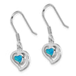 Sterling Silver Rhod-pltd Created Blue Opal Inlay Heart Dangle Earrings - Birthstone Company