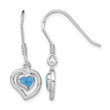 Sterling Silver Rhod-pltd Created Blue Opal Inlay Heart Dangle Earrings - Birthstone Company