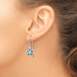 Sterling Silver Rhodium-plated Polished Created Blue Opal Inlay Starfish Dangle Earrings