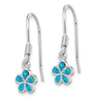 Sterling Silver Rhod-pltd Created Blue Opal Inlay Flower Dangle Earrings - Birthstone Company