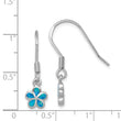 Sterling Silver Rhod-pltd Created Blue Opal Inlay Flower Dangle Earrings - Birthstone Company