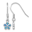 Sterling Silver Rhod-pltd Created Blue Opal Inlay Flower Dangle Earrings - Birthstone Company