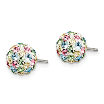 Sterling Silver Rhod-pltd Multicolor Preciosa Crystal 7mm Post Earrings - Birthstone Company