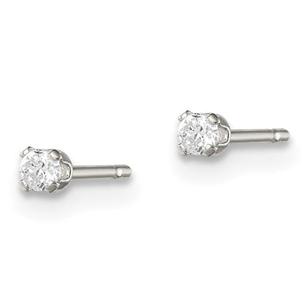 Sterling Silver Polished Children's 2mm Round Snap Set CZ Stud Earrings - Birthstone Company