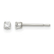 Sterling Silver Polished Children's 2mm Round Snap Set CZ Stud Earrings - Birthstone Company