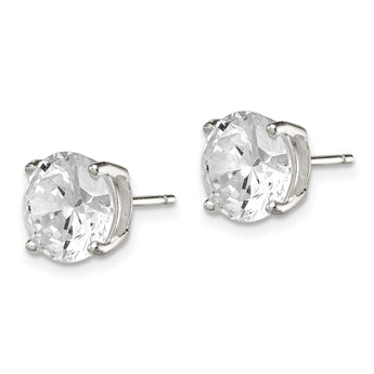 Sterling Silver 9mm Round Basket Set CZ Stud Earrings - Birthstone Company