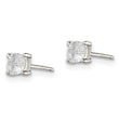 Sterling Silver 4mm Round Basket Set Cross-cut CZ Stud Earrings - Birthstone Company