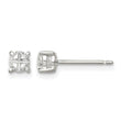Sterling Silver 4mm Round Basket Set Cross-cut CZ Stud Earrings - Birthstone Company